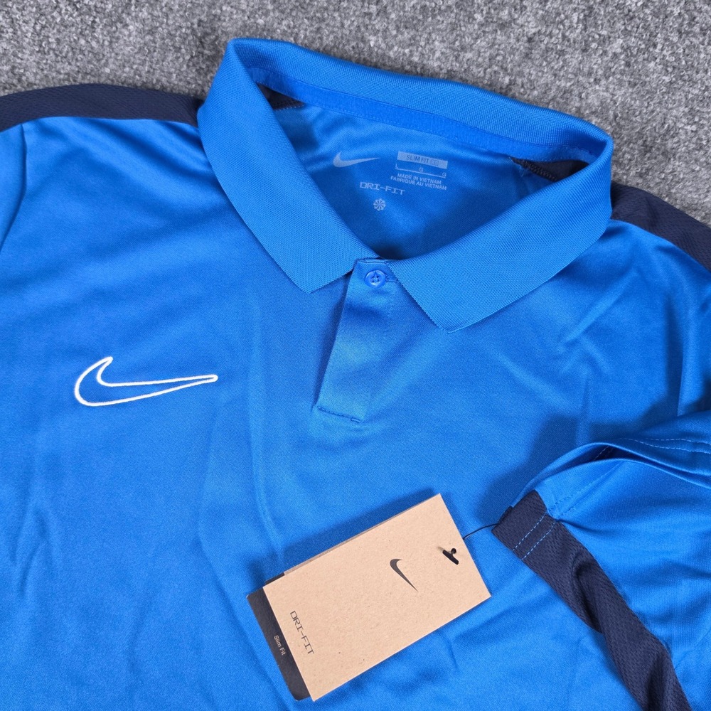 Nike Polo Shirt Mens Large Blue Dri-FIT Academy Slim Fit Soccer DR1346-463 NWT